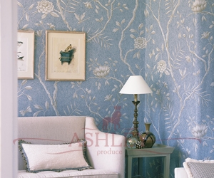 Jasper-Peony-Wallpaper-Lagoon-Blue Lewis & Wood Wallpapers Бумажные обои Англия